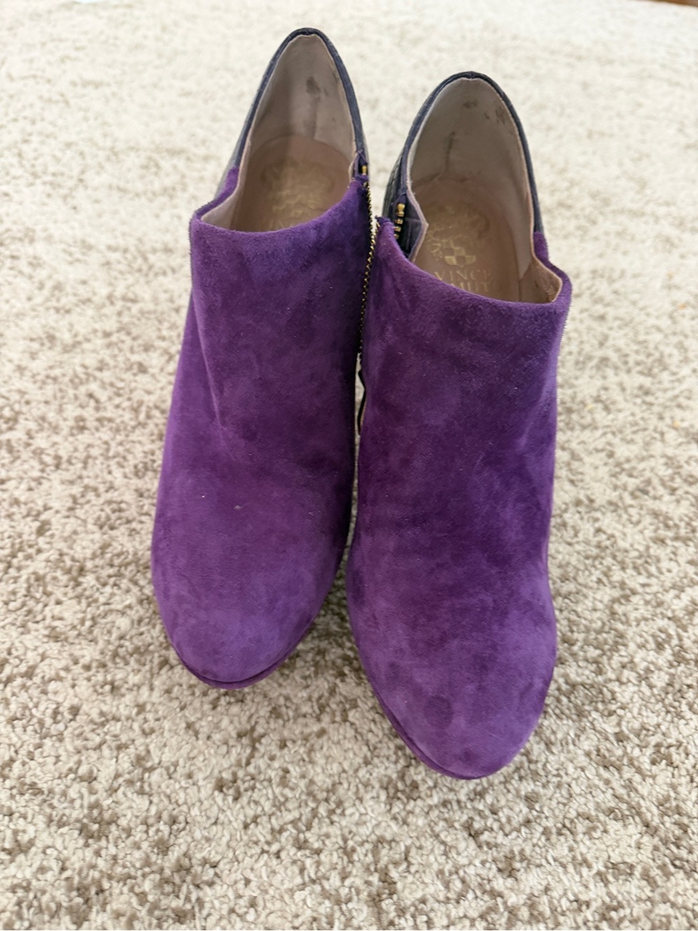 Vince Camuto Purple Suede and snakeskin Ankle Booties